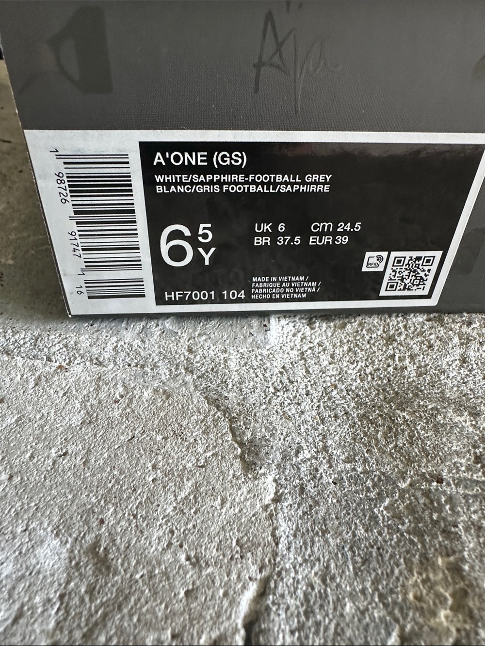 Nike A’One (GS) White Sneakers with Silver and Light Blue A’ja 6.5Y Basketball - Picture 2 of 5